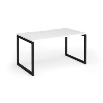 Connex Plus O Frame 1400 x 800 x 725mm Single Desk - Black Frame / White Top - HCO148-K-WH