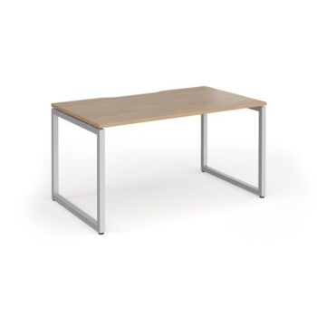 Connex Plus O Frame 1400 x 800 x 725mm Single Desk - Silver Frame / Kendal Oak Top - HCO148-S-KO