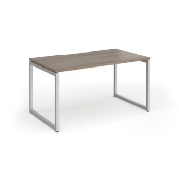 Connex Plus O Frame 1400 x 800 x 725mm Single Desk - Silver Frame / Nebraska Oak Top - HCO148-S-NO