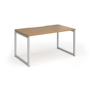 Connex Plus O Frame 1400 x 800 x 725mm Single Desk - Silver Frame / Oak Top - HCO148-S-O