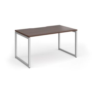 Connex Plus O Frame 1400 x 800 x 725mm Single Desk - Silver Frame / Walnut Top - HCO148-S-W