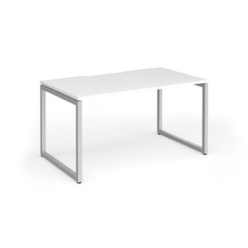 Connex Plus O Frame 1400 x 800 x 725mm Single Desk - Silver Frame / White Top - HCO148-S-WH