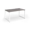 Connex Plus O Frame 1400 x 800 x 725mm Single Desk - White Frame / Grey Oak Top - HCO148-WH-GO