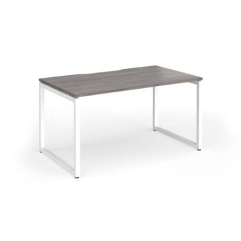 Connex Plus O Frame 1400 x 800 x 725mm Single Desk - White Frame / Grey Oak Top - HCO148-WH-GO