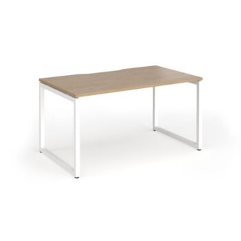 Connex Plus O Frame 1400 x 800 x 725mm Single Desk - White Frame / Kendal Oak Top - HCO148-WH-KO