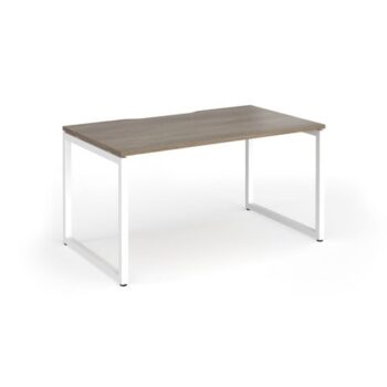 Connex Plus O Frame 1400 x 800 x 725mm Single Desk - White Frame / Nebraska Oak Top - HCO148-WH-NO