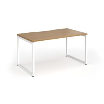 Connex Plus O Frame 1400 x 800 x 725mm Single Desk - White Frame / Oak Top - HCO148-WH-O