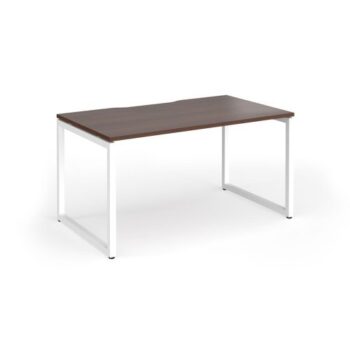 Connex Plus O Frame 1400 x 800 x 725mm Single Desk - White Frame / Walnut Top - HCO148-WH-W