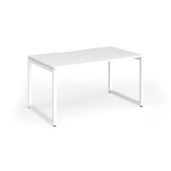 Connex Plus O Frame 1400 x 800 x 725mm Single Desk - White Frame / White Top - HCO148-WH-WH