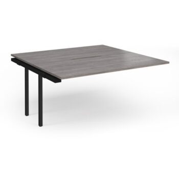 Connex Plus O Frame 1600 x 1600 x 725mm Back to Back Add On Bay - Black Frame / Grey Oak Top - HCO1616-AB-K-GO