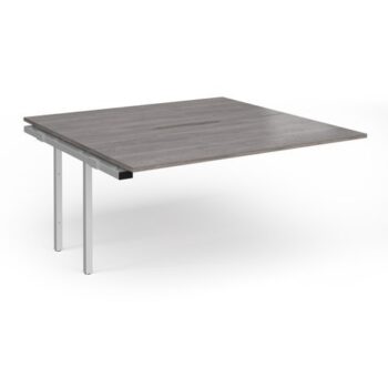 Connex Plus O Frame 1600 x 1600 x 725mm Back to Back Add On Bay - Silver Frame / Grey Oak Top - HCO1616-AB-S-GO