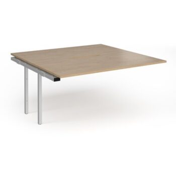 Connex Plus O Frame 1600 x 1600 x 725mm Back to Back Add On Bay - Silver Frame / Kendal Oak Top - HCO1616-AB-S-KO