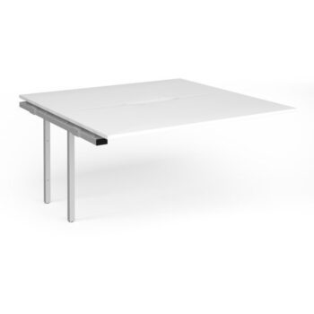 Connex Plus O Frame 1600 x 1600 x 725mm Back to Back Add On Bay - Silver Frame / White Top - HCO1616-AB-S-WH