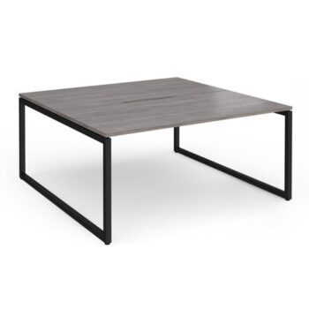 Connex Plus O Frame 1600 x 1600 x 725mm Back to Back Desk ( 2 x 1600mm ) - Black Frame / Grey Oak Top - HCO1616-K-GO