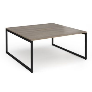 Connex Plus O Frame 1600 x 1600 x 725mm Back to Back Desk ( 2 x 1600mm ) - Black Frame / Nebraska Oak Top - HCO1616-K-NO