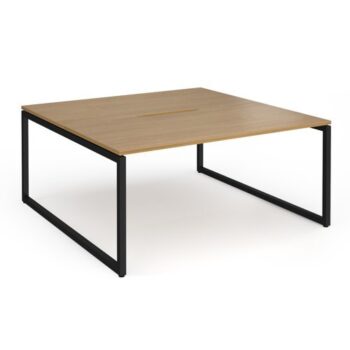 Connex Plus O Frame 1600 x 1600 x 725mm Back to Back Desk ( 2 x 1600mm ) - Black Frame / Oak Top - HCO1616-K-O