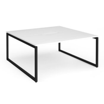 Connex Plus O Frame 1600 x 1600 x 725mm Back to Back Desk ( 2 x 1600mm ) - Black Frame / White Top - HCO1616-K-WH