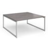Connex Plus O Frame 1600 x 1600 x 725mm Back to Back Desk ( 2 x 1600mm ) - Silver Frame / Grey Oak Top - HCO1616-S-GO