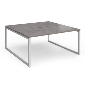 Connex Plus O Frame 1600 x 1600 x 725mm Back to Back Desk ( 2 x 1600mm ) - Silver Frame / Grey Oak Top - HCO1616-S-GO