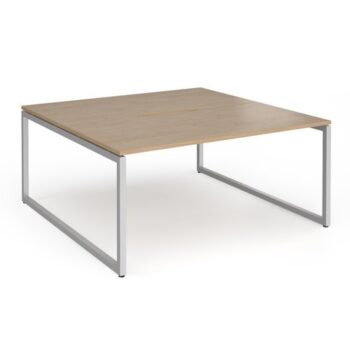 Connex Plus O Frame 1600 x 1600 x 725mm Back to Back Desk ( 2 x 1600mm ) - Silver Frame / Kendal Oak Top - HCO1616-S-KO