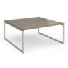 Connex Plus O Frame 1600 x 1600 x 725mm Back to Back Desk ( 2 x 1600mm ) - Silver Frame / Nebraska Oak Top - HCO1616-S-NO