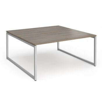 Connex Plus O Frame 1600 x 1600 x 725mm Back to Back Desk ( 2 x 1600mm ) - Silver Frame / Nebraska Oak Top - HCO1616-S-NO