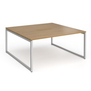 Connex Plus O Frame 1600 x 1600 x 725mm Back to Back Desk ( 2 x 1600mm ) - Silver Frame / Oak Top - HCO1616-S-O