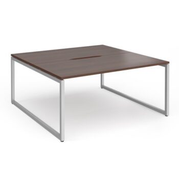 Connex Plus O Frame 1600 x 1600 x 725mm Back to Back Desk ( 2 x 1600mm ) - Silver Frame / Walnut Top - HCO1616-S-W