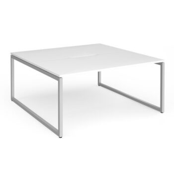 Connex Plus O Frame 1600 x 1600 x 725mm Back to Back Desk ( 2 x 1600mm ) - Silver Frame / White Top - HCO1616-S-WH