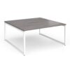 Connex Plus O Frame 1600 x 1600 x 725mm Back to Back Desk ( 2 x 1600mm ) - White Frame / Grey Oak Top - HCO1616-WH-GO