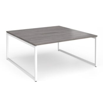 Connex Plus O Frame 1600 x 1600 x 725mm Back to Back Desk ( 2 x 1600mm ) - White Frame / Grey Oak Top - HCO1616-WH-GO