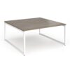 Connex Plus O Frame 1600 x 1600 x 725mm Back to Back Desk ( 2 x 1600mm ) - White Frame / Nebraska Oak Top - HCO1616-WH-NO
