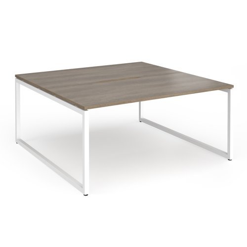 Connex Plus O Frame 1600 x 1600 x 725mm Back to Back Desk ( 2 x 1600mm ) - White Frame / Nebraska Oak Top - HCO1616-WH-NO