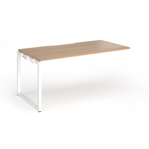 Connex Plus O Frame 1600 x 800 x 725mm Single Add On Bay - White Frame / Beech Top - HCO168-AB-WH-B