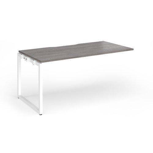 Connex Plus O Frame 1600 x 800 x 725mm Single Add On Bay - White Frame / Grey Oak Top - HCO168-AB-WH-GO