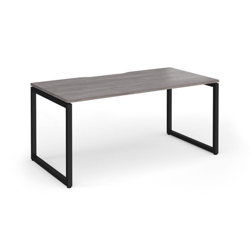 Connex Plus O Frame 1600 x 800 x 725mm Single Desk - Black Frame / Grey Oak Top - HCO168-K-GO