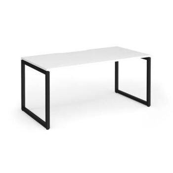 Connex Plus O Frame 1600 x 800 x 725mm Single Desk - Black Frame / White Top - HCO168-K-WH