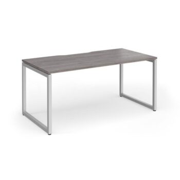 Connex Plus O Frame 1600 x 800 x 725mm Single Desk - Silver Frame / Grey Oak Top - HCO168-S-GO