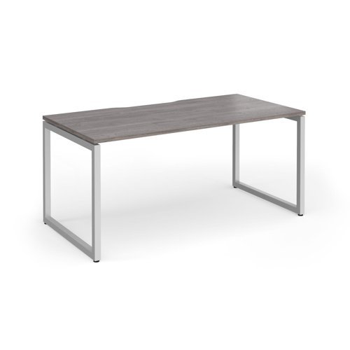 Connex Plus O Frame 1600 x 800 x 725mm Single Desk - Silver Frame / Grey Oak Top - HCO168-S-GO