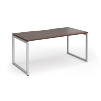 Connex Plus O Frame 1600 x 800 x 725mm Single Desk - Silver Frame / Walnut Top - HCO168-S-W