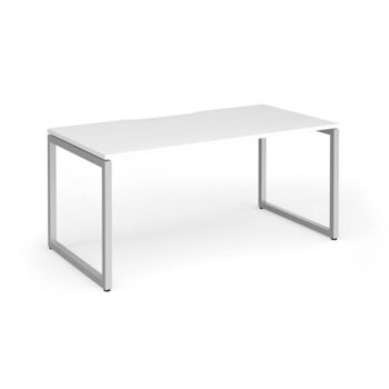 Connex Plus O Frame 1600 x 800 x 725mm Single Desk - Silver Frame / White Top - HCO168-S-WH