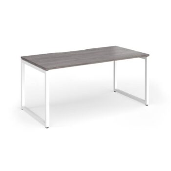 Connex Plus O Frame 1600 x 800 x 725mm Single Desk - White Frame / Grey Oak Top - HCO168-WH-GO