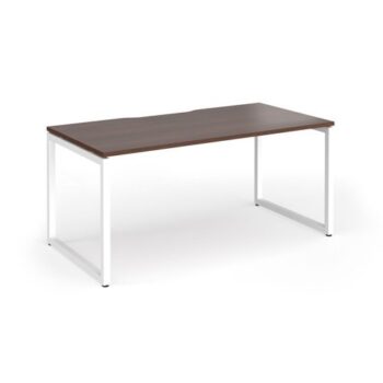 Connex Plus O Frame 1600 x 800 x 725mm Single Desk - White Frame / Walnut Top - HCO168-WH-W