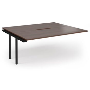 Connex Plus O Frame 1800 x 1600 x 725mm Back to Back Add On Bay - Black Frame / Walnut Top - HCO1816-AB-K-W