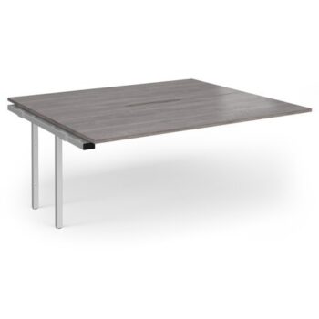 Connex Plus O Frame 1800 x 1600 x 725mm Back to Back Add On Bay - Silver Frame / Grey Oak Top - HCO1816-AB-S-GO