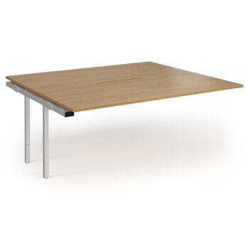 Connex Plus O Frame 1800 x 1600 x 725mm Back to Back Add On Bay - Silver Frame / Oak Top - HCO1816-AB-S-O