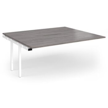 Connex Plus O Frame 1800 x 1600 x 725mm Back to Back Add On Bay - White Frame / Grey Oak Top - HCO1816-AB-WH-GO