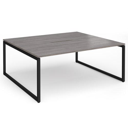 Connex Plus O Frame 1800 x 1600 x 725mm Back to Back Desk (2 x 1800mm) - Black Frame / Grey Oak Top - HCO1816-K-GO