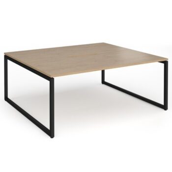 Connex Plus O Frame 1800 x 1600 x 725mm Back to Back Desk (2 x 1800mm) - Black Frame / Kendal Oak Top - HCO1816-K-KO