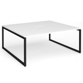 Connex Plus O Frame 1800 x 1600 x 725mm Back to Back Desk (2 x 1800mm) - Black Frame / White Top - HCO1816-K-WH